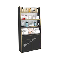 Présentoir cosmétique moderne et écologique pré-assemblé avec logo personnalisé et éclairage LED pour la vente au détail de produits de luxe (soins de la peau, parfums)