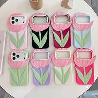 Coque de téléphone portable en gel souple avec motif floral tulipe, résistante aux chutes, pour iPhone 16 Pro Max 17 18 15 14 Plus, pour filles et femmes