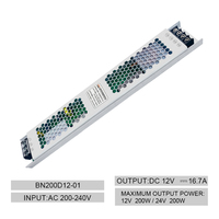 Fuente de Alimentación LED Bina Ultra Delgada de 200W, Transformador de CC de 12V 24V, 22mm de Grosor, para Cajas de Luz de Cristal y Paneles Publicitarios