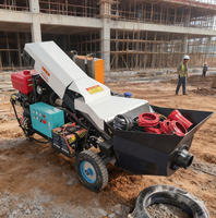 Pompe à béton électrique diesel sur remorque, machine portable de transfert de béton pour travaux de coulage de fondations de maisons rurales