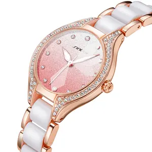 Jam tangan wanita mewah berlian Bling mode Sinobi jam tangan kuarsa wanita desain asli jam tangan perempuan merah muda