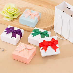 Factory Wholesale Hot Selling Bow <b>Gift</b> <b>Box</b> Necklace <b>Earrings</b> Ring <b>Box</b> <b>Gift</b> Jewelry <b>Box</b> With Foam Insert - Product Image 1