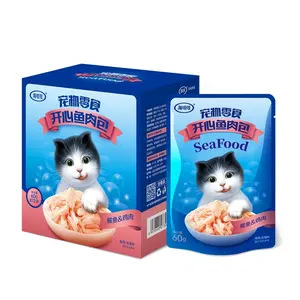 Grosir kantong Premium makanan kucing rasa ayam makanan laut kucing perawatan makanan kucing basah makanan ekspor Oem