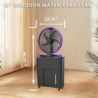 18-Zoll-Solarventilator mit Solarpanel, wiederaufladbarer Nebelventilator mit LED-Licht, Sprühventilator für den Außenbereich und Haushalt