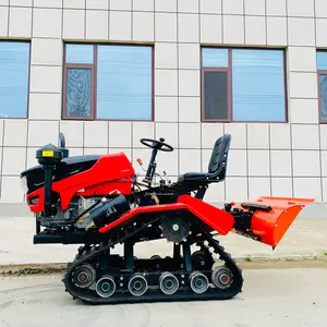 Rijstveld Slib Gebruik 35pk Rijden Op Cultivator Roterende Helmstok Rubber Rupsbanden Crawler Tractor Landbouw