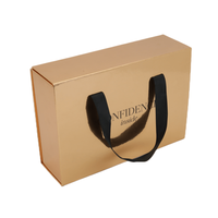 Boîte cadeau en carton recyclé pliable avec logo personnalisé, dorée, avec fermeture magnétique, doublure en éponge, ruban pour cosmétiques et jouets
