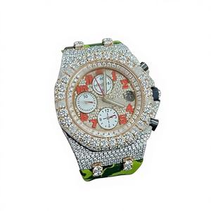 Reloj de Lujo de Edición Limitada para Hombre, Estilo Hip Hop Moderno, Completamente Cubierto de Moissanita, Acero Inoxidable, Mecánico, con Correa, Cronógrafo Funcional - Product Image 1