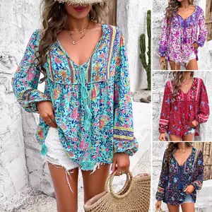 Wholesale Hot Sale High Quality Shirt Commuter Daily Casual Tops Vacation Printed Long Sleeve Shirt
