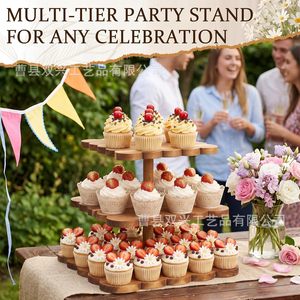 Wooden Multi Tier Cake Stand 33Cm 3 Layers Durable Storage Tray For Birthday <b>Decorations</b> - Product Image 5