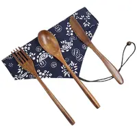 Reusable Bamboo Wooden Cutlery Set, Travel Cutlery Set