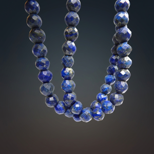 Perles de pierre naturelle Lapis Lazuli bleu facettées 8-10mm certifiées CMA Alifinternational Alif_R4 pour la fabrication de colliers 14 pouces - Product Image 4