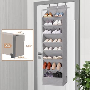 Over The Door <b>Shoe</b> Organizer 10 Pockets Grey Hanging <b>Shoe</b> Rack For Closet Storage - Product Image 4