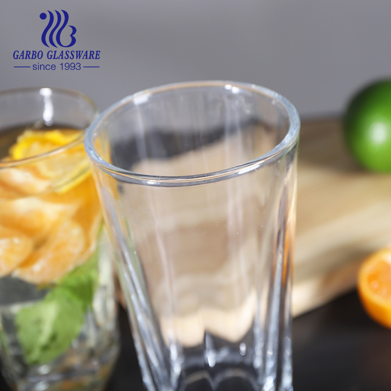 Machine Pressed Stock Sodalime Glassware Pentagon Shape 200ml Water Glass Tumbler Classical Style Juice7oz Glass Cup