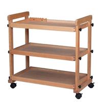 Chariot de peinture pour artiste à 3 niveaux en bois de hêtre, chariot de rangement multifonctionnel pour pinceaux, peintures et fournitures artistiques