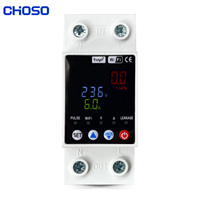 Compteur d'énergie intelligent WiFi domestique CHOSO Tuya OUVP monophasé avec protection contre les surtensions/sous-tensions et les fuites de courant, montage sur rail DIN, en polycarbonate