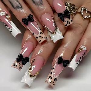 <span class=keywords><strong>Faux</strong></span> ongles en acrylique fabriqués à la machine, style français, couvrance totale, motif étoile, 24 pièces/boîte, avec colle, <span class=keywords><strong>pour</strong></span> tenue quotidienne, adolescents et usage décontracté - Product Image 3