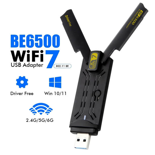 RTL8912AU WiFi 7 USB Dongle BE6500 Wireless USB3.0 Network Card Tri-band 6500Mbps WiFi Adapter Plug and Play for Laptop