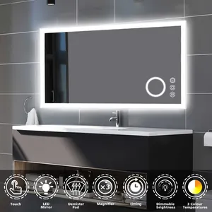 40 "x 24" hợp kim nhôm khung Gương phòng tắm với tích hợp LED ánh sáng 3x 5x Magnifying chống sương mù không thấm nước tắm gương - Product Image 1