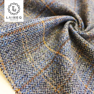 England Harris Style Blue Check 100% Wool <strong>Tweed</strong> Fabric for Coats / <strong>Suit</strong> - Product Image 2
