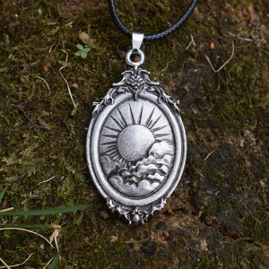 Vintage Unique Wizard Mountain Sunrise Moonset Moon Phase Collar Regalo de fiesta para mujeres que aman los temas místicos y celestiales - Product Image 2