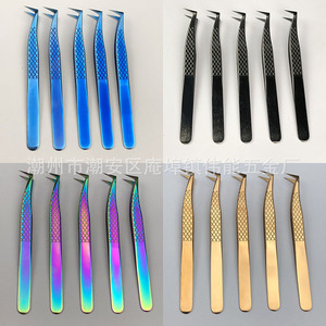 แหนบความแม่นยำสูง, แหนบต่อขนตาสแตนเลส 6A-SA, แหนบรูปเลขแปด, แหนบสีทอง, แหนบปลายแหลม - Product Image 1
