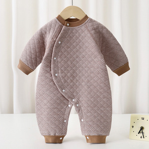 Bộ liền thân giữ ấm mùa đông cho bé sơ sinh, unisex, kiểu dáng thường ngày, cài khuy bấm, chất liệu 100% cotton, tay dài, sản xuất theo đơn đặt hàng (OEM/ODM) của Kixintianguo - Product Image 2