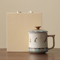 Tasse en céramique créative Dunhuang avec couvercle et filtre, tasse à thé de bureau haut de gamme, tasse à séparation thé et eau