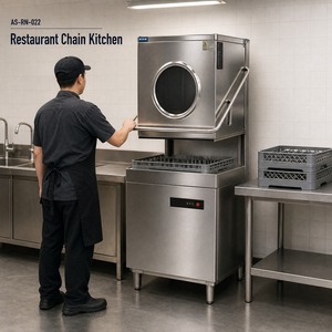 Lavavajillas Comercial Tipo Campana de Acero Inoxidable 304 con Calentamiento Eléctrico, 900-1100 Unidades/H, Enjuague a Alta Temperatura, para Restaurantes, con Elevación - Product Image 2