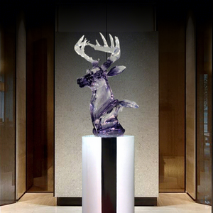 Ornement en résine tête de cerf en cristal 500x300x750mm Décoration moderne pour la maison Art abstrait Décoration d'entrée - Product Image 4