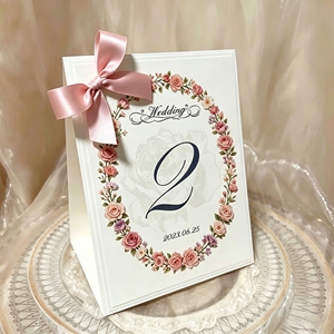 Custom Bride &amp; Groom's Relatives Seating Cards,Wedding Place CardsPremium with <strong>Pearl</strong> &amp; Bow for Reception - Product Image 3
