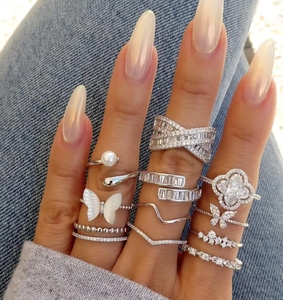 Verzilverde Ronde Rechthoek Cz Geplaveide Hoge Kwaliteit Kriskras <span class=keywords><strong>X</strong></span> <span class=keywords><strong>Ring</strong></span> - Product Image 2