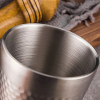 Gobelet à double paroi en acier inoxydable 304, texture hexagonale en nid d'abeille, pour eau, café, bière, pour restaurant, utilisation en extérieur