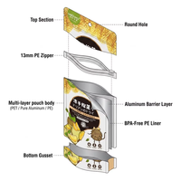 Sachet d'emballage personnalisé en gros pour chips de banane de qualité alimentaire, résistant à l'humidité, doublé d'aluminium, refermable avec fermeture éclair, pochette verticale pour snacks
