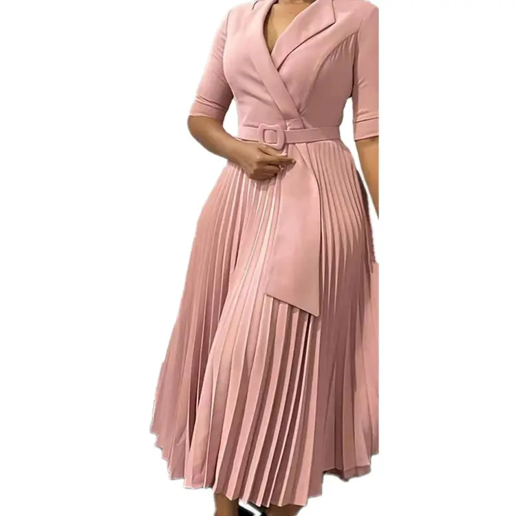 Elegantes neues Design Plus Size Damen bekleidung Günstige Casual Damen kleid Herbst Maxi kleid Trendy Printed Plissee Afrikanische Kleider