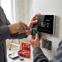 Termostato Inteligente con Pantalla Táctil y Wi-Fi para Calefacción por Suelo Radiante, Diseño Plegable, Sistemas de Caldera Hidrónica, Operación Android, 90V-240V, Color Negro