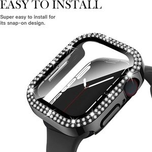 Cubierta de cristal + Diamante de moda para <span class=keywords><strong>Apple</strong></span> <span class=keywords><strong>Watch</strong></span> Case 46mm 40mm 44mm 41mm 42mm 45mm Bling Bumper Protector para IWatch Series 10 9 7 8 - Product Image 4