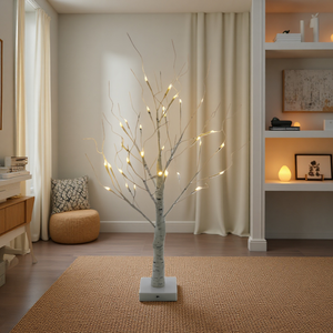 EAMBRITE Décoration d'intérieur Arbre de <span class=keywords><strong>bouleau</strong></span> blanc lumineux Décoration de Noël d'intérieur Lot de 4 Lumières LED USB à piles pour table - Product Image 3