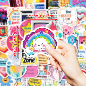 50 Uds. Pegatinas de grafiti de <span class=keywords><strong>frases</strong></span> de ansiedad de rechazo de dibujos animados <span class=keywords><strong>para</strong></span> decoración de <span class=keywords><strong>pared</strong></span> de teléfono, pegatina inspiradora bonita <span class=keywords><strong>para</strong></span> aliviar la ansiedad - Product Image 5