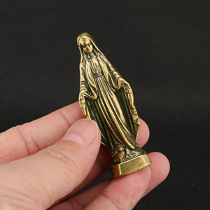 Bakır el sanatları heykeli bakire Mary pirinç süsler çalışma masası süsler - Product Image 3