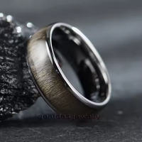 Gentdes Jewelry New Design Men Rings 8mm High Polished Comfort Fit Bird Eye Maple Inlay Tungstène Ring