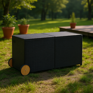 กล่องเก็บของในสวนหวายเทียมสีดำ ขนาด 74.8 แกลลอน พร้อมล้อเลื่อน สำหรับจัดเก็บของกลางแจ้ง - Product Image 2