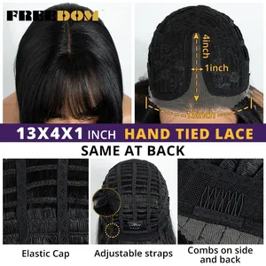 Perruque synthétique transparente FREEDOM pour perruque Lace Front avec <span class=keywords><strong>frange</strong></span>, 20 pouces, lisse et dégradée, pour femmes noires, perruque de cosplay - Product Image 6