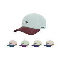 Nouveau 6 panneaux en velours côtelé éponge unisexe broderie personnalisée logo sportif en plein air papa chapeaux OEM mode deux tons plus chaud casquettes structurées