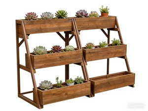 Jardinera Elevada <span class=keywords><strong>de</strong></span> <span class=keywords><strong>Madera</strong></span> <span class=keywords><strong>de</strong></span> 3 Niveles, Soporte Vertical para Plantas <span class=keywords><strong>de</strong></span> Exterior para Cultivar Flores, Hierbas y Vegetales - Product Image 2