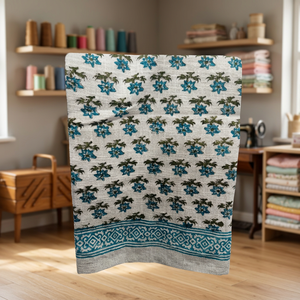 High Quality Luxury Soft Block Printed Indian Cotton/Lyocell <b>Throw</b> Blanket Custom Size Blue Indigo Hand Woven Winter Waterproof - Product Image 2