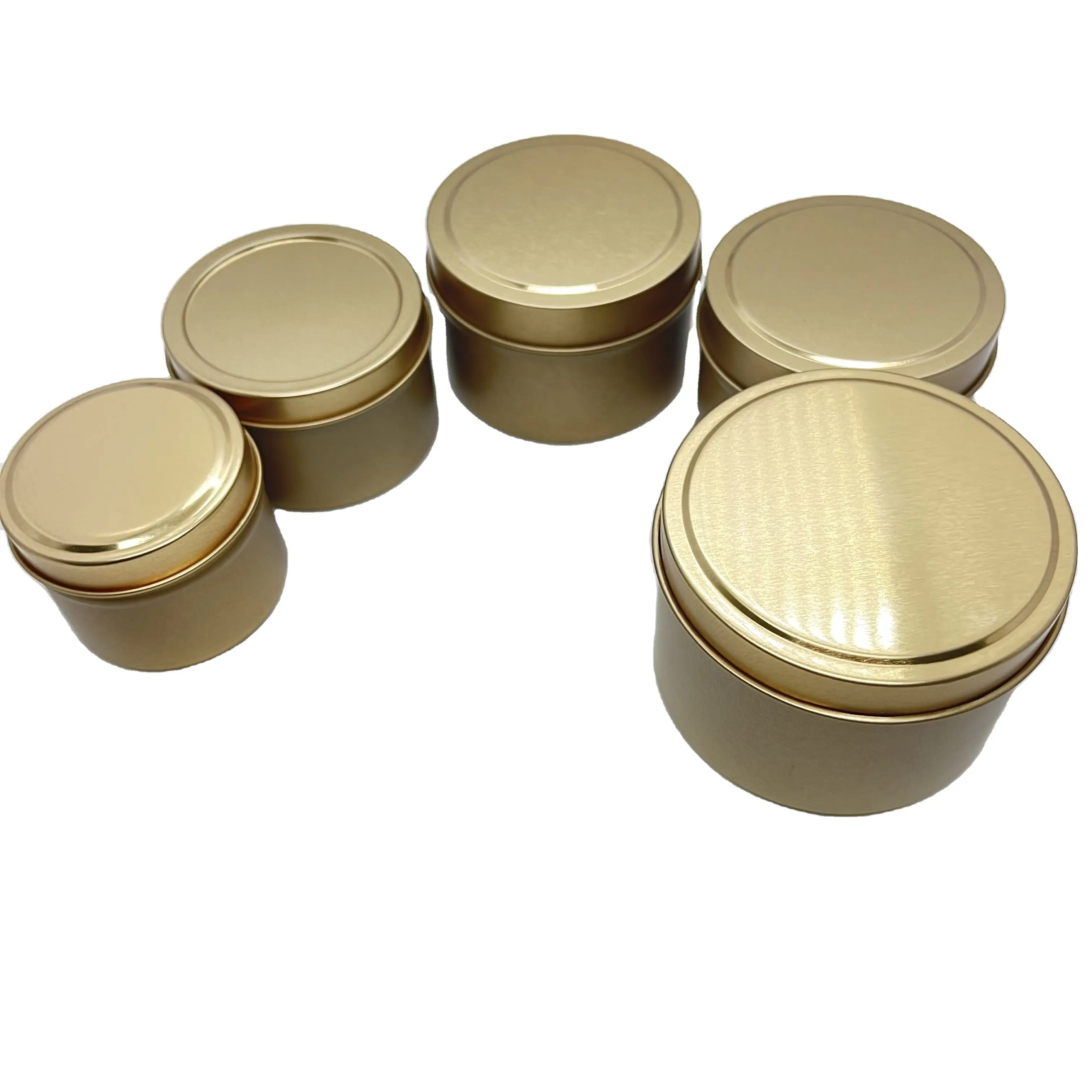 2 ออนซ์ 3 ออนซ์ 4 ออนซ์ทอง/เงิน/Rose gold/สีดํากล่องโลหะกลมสําหรับจัดเก็บเทียน,50 g/100 g ขี้ผึ้งกล่องเหล็กวิลาด