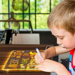 7 Color LED Drawing Pad Light-Up Acrylic <b>Message</b> <b>Board</b> with Luminous Stand for Home Desk Dry Erase <b>Board</b> - Product Image 1