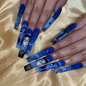 <span class=keywords><strong>Uñas</strong></span> postizas acrílicas de cobertura completa hechas a mano con <span class=keywords><strong>diseño</strong></span> de <span class=keywords><strong>novia</strong></span> cadáver pintado a mano, estilo Halloween, personalizadas para Halloween - Product Image 2