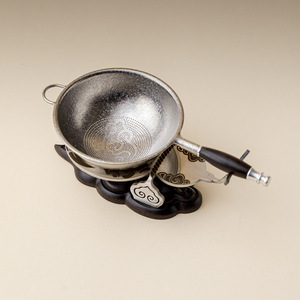 Pure Titanium Auspicious Cloud <b>Tea</b> Strainer One Piece With Thousand Holes Solid Wood Handle And Base Kung Fu <b>Tea</b> <b>Set</b> Filter - Product Image 2