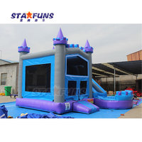 Château gonflable bleu pour enfants à vendre, château gonflable commercial avec toboggan aquatique, château de saut gonflable